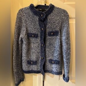 Maje Navy and Metallic Textured Knit size 1